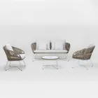 صالة حديقة من الألومنيوم والنسيج بالحبال - ألكور Viadurini