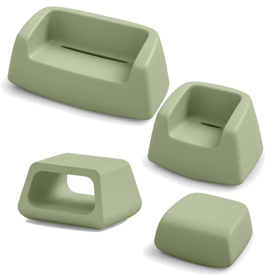 صالة حديقة من البولي إيثيلين الملون صنع في إيطاليا 4 قطع - بينيني Viadurini