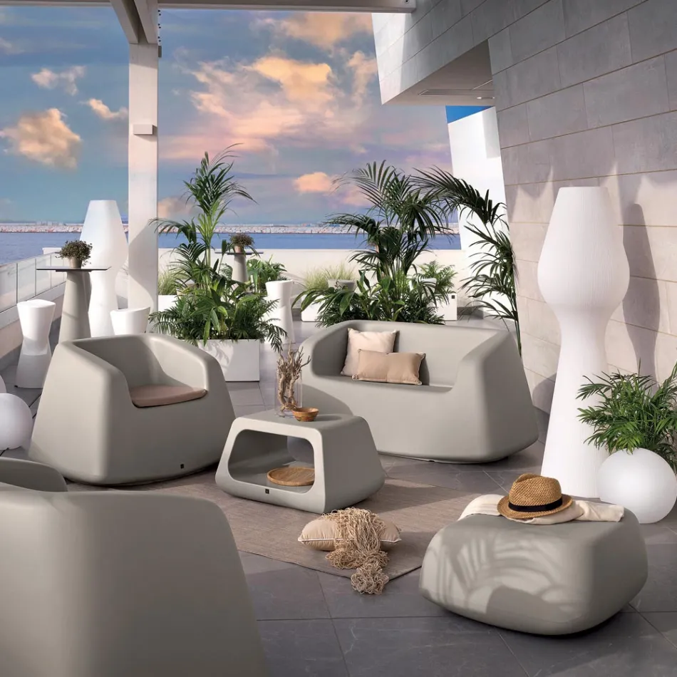 طقم جلوس للحديقة من البولي إيثيلين الملون، صنع في إيطاليا، 4 قطع - أقلام Viadurini