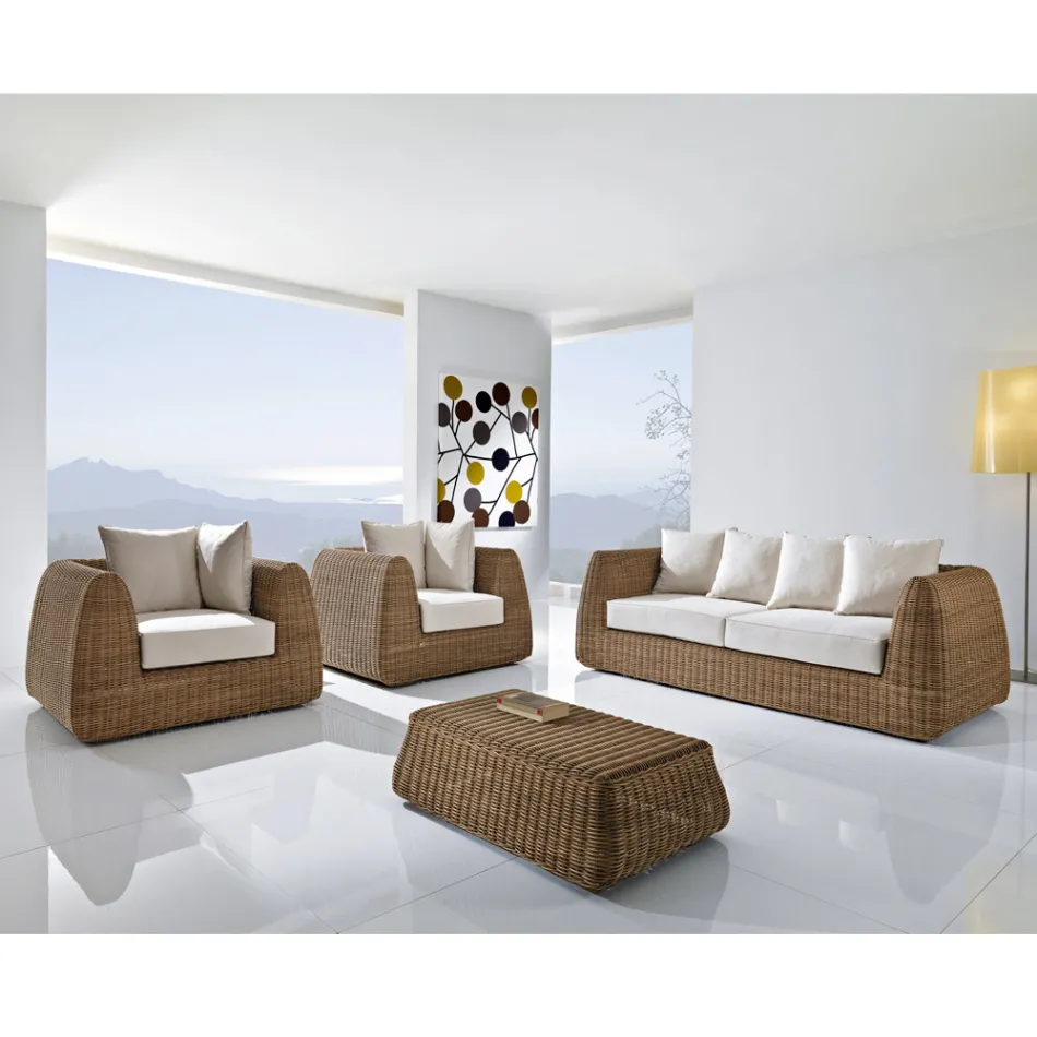 طقم حديقة من البولي راتان المنسوج يدويًا - تشارلي Viadurini