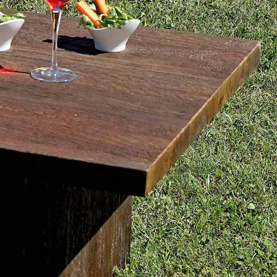 صالة حديقة من الخيزران مع طاولة قهوة خشبية ووسائد - هيوز Viadurini