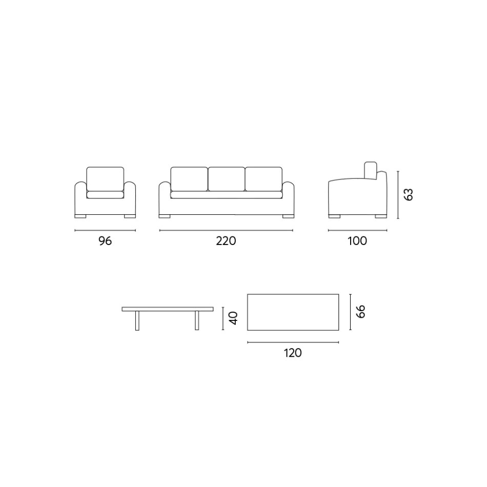 صالة حديقة من الخيزران مع طاولة قهوة خشبية ووسائد - هيوز Viadurini