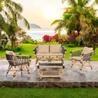 طقم صالة حديقة من الخيزران الطبيعي مع وسائد متضمنة - كاتلين Viadurini