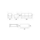 صالة خارجية مع طاولة قهوة من خشب المانجو ووسائد من القطن البولي - أورلاندا Viadurini