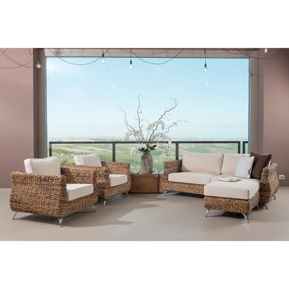 غرفة معيشة خارجية بنسيج الموز مع وسائد - ليجولاس Viadurini