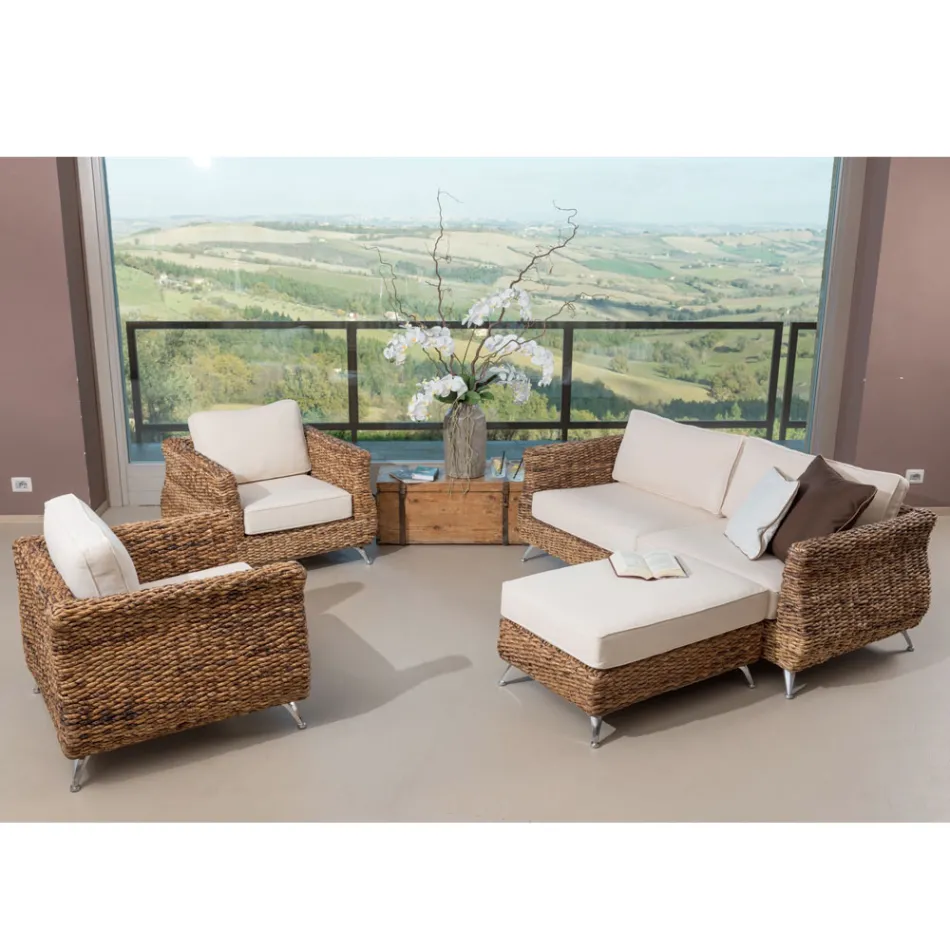 غرفة معيشة خارجية بنسيج الموز مع وسائد - ليجولاس Viadurini