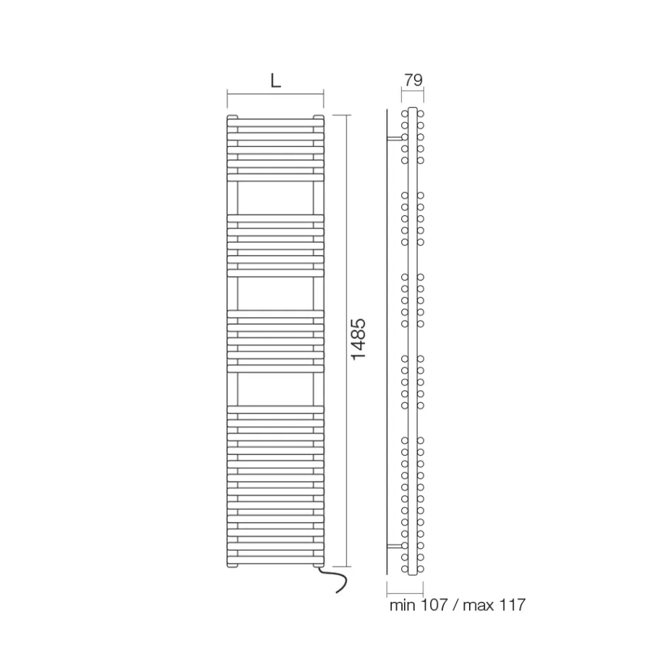 سخان مناشف كهربائي مزود بأربعة عناصر أفقية، صنع في إيطاليا - ميرينغ Viadurini