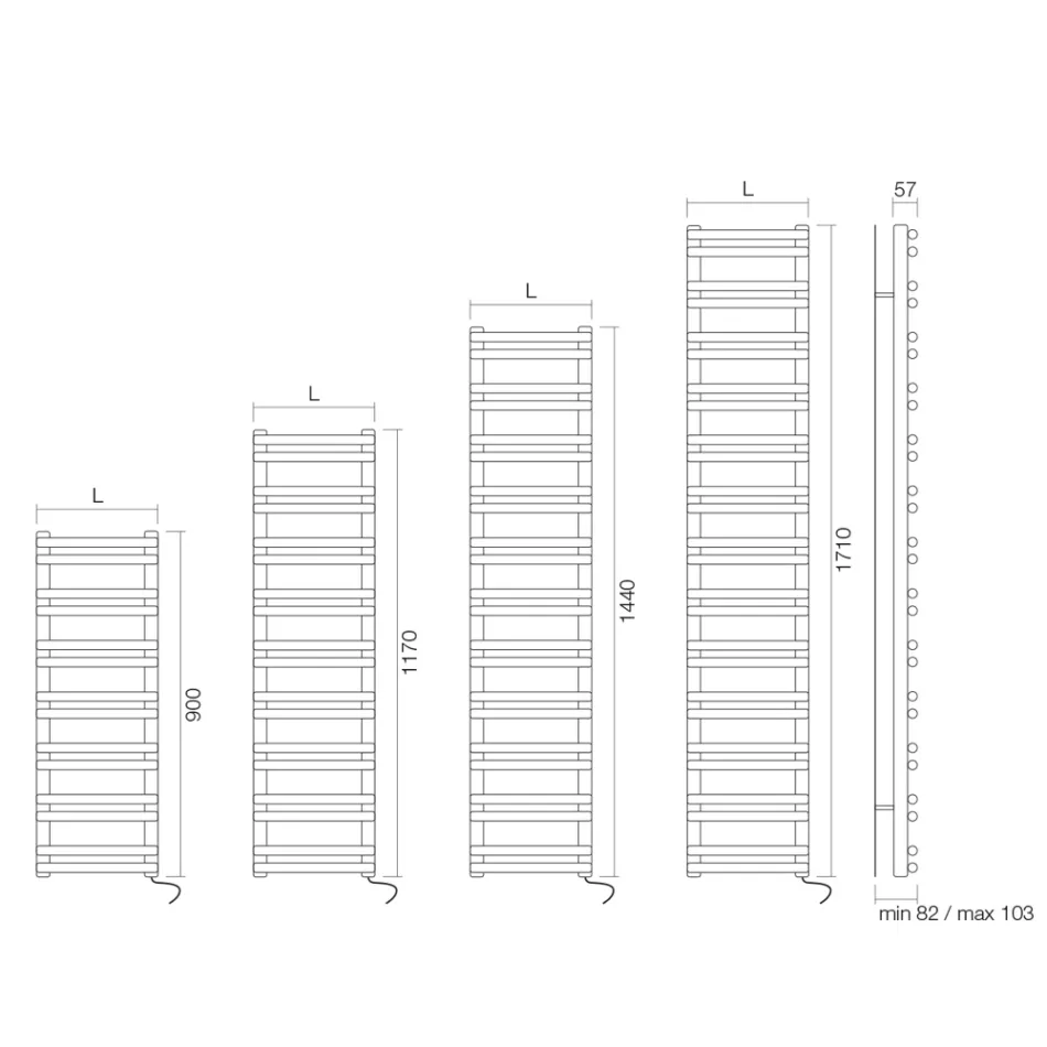 مدفأة مناشف كهربائية بعناصر تسخين أفقية، صنع في إيطاليا - أماريتي Viadurini