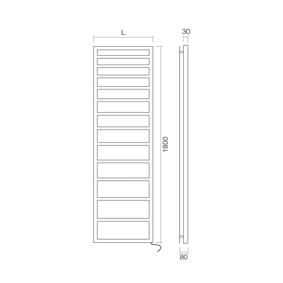 سخان مناشف كهربائي بخطوط بسيطة من الفولاذ، صنع في إيطاليا - فستق Viadurini