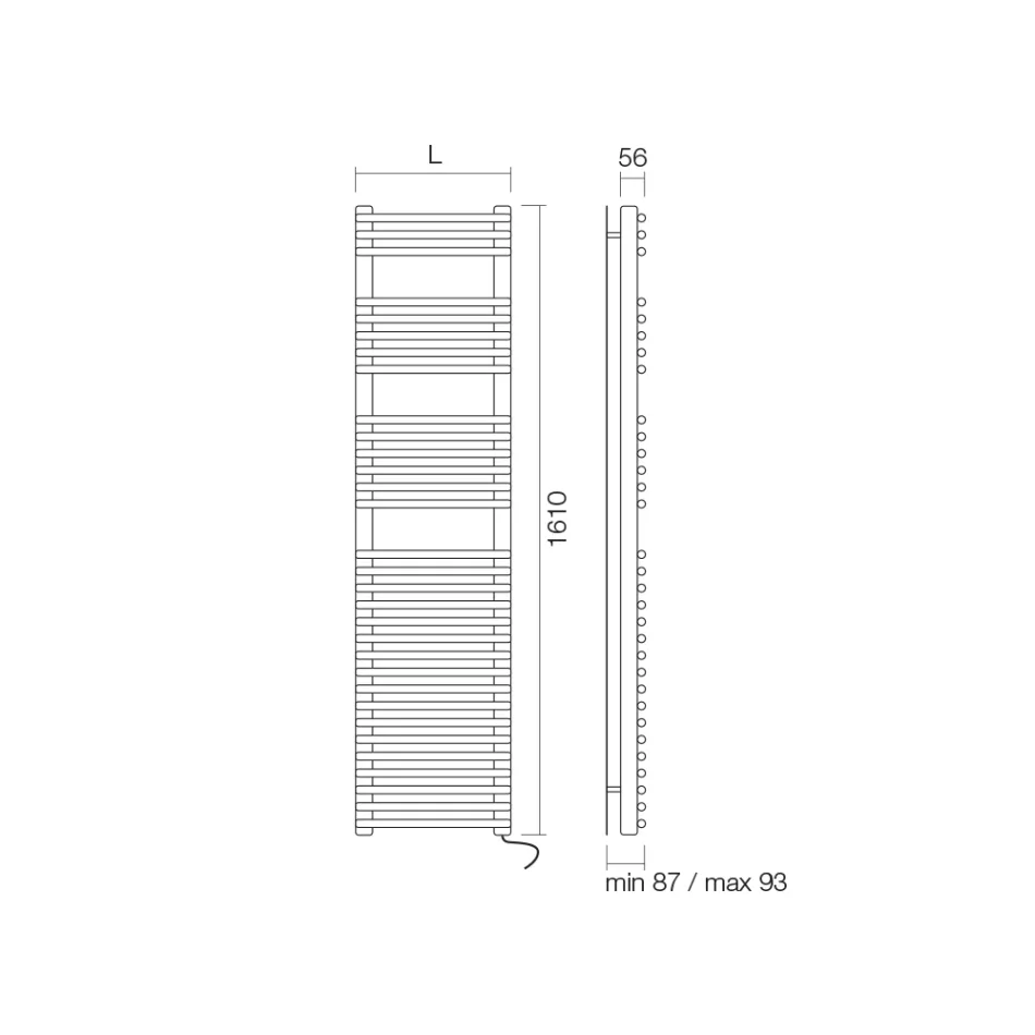 سخان مناشف كهربائي بلمسة نهائية من الفولاذ الساتان، صنع في إيطاليا - انزع Viadurini