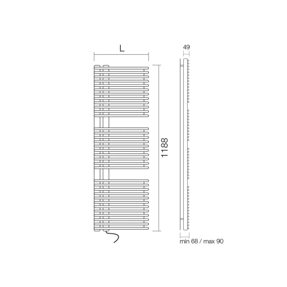 سخان مناشف من الفولاذ الكربوني مع نظام كهربائي - الفول السوداني Viadurini