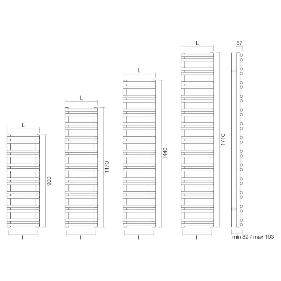 مدفأة مناشف أماريتي متعددة الاستخدامات بعناصر أفقية، صنع في إيطاليا Viadurini