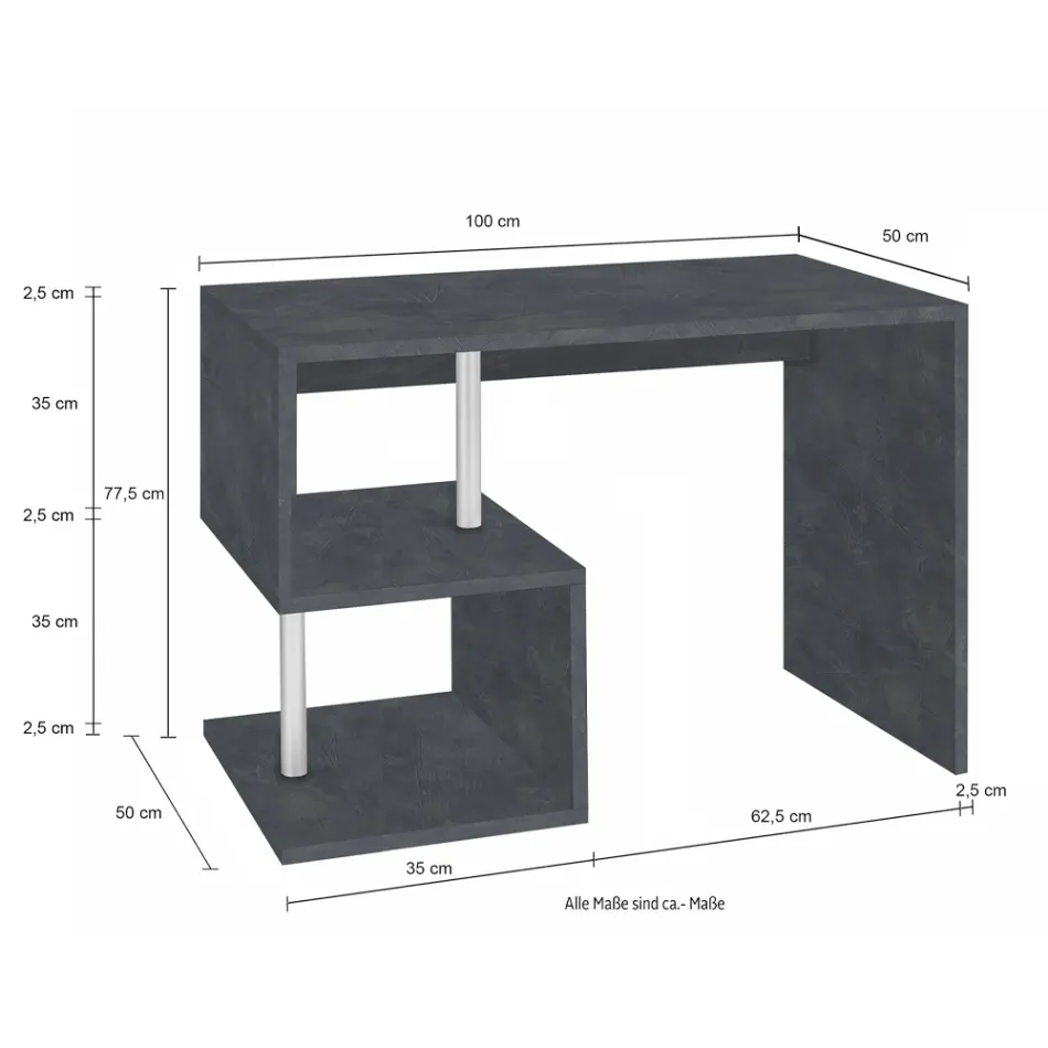 مكتب بتصميم إيطالي من الخشب الأبيض أو الرمادي الداكن، متوفر بثلاثة أحجام - ميشيل Viadurini