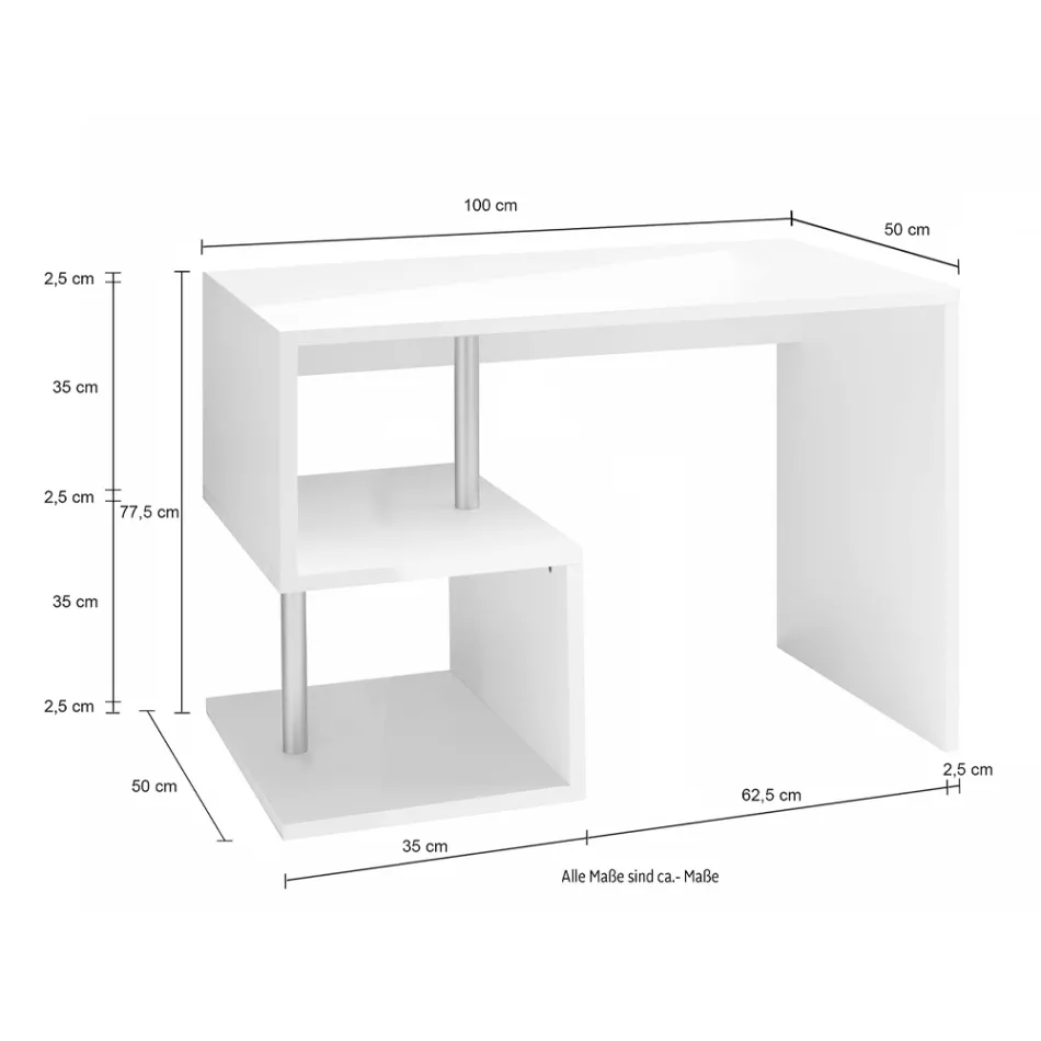 مكتب بتصميم إيطالي من الخشب الأبيض أو الرمادي الداكن، متوفر بثلاثة أحجام - ميشيل Viadurini