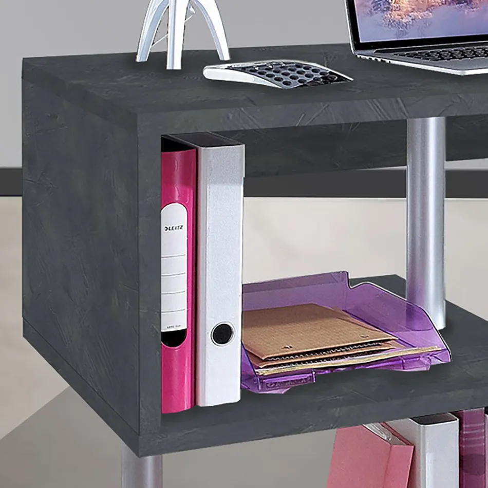 مكتب بتصميم إيطالي من الخشب الأبيض أو الرمادي الداكن، متوفر بثلاثة أحجام - ميشيل Viadurini