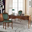 مكتب كلاسيكي بخمسة أدراج من الخشب والجلد البيئي، صنع في إيطاليا - كومودو Viadurini