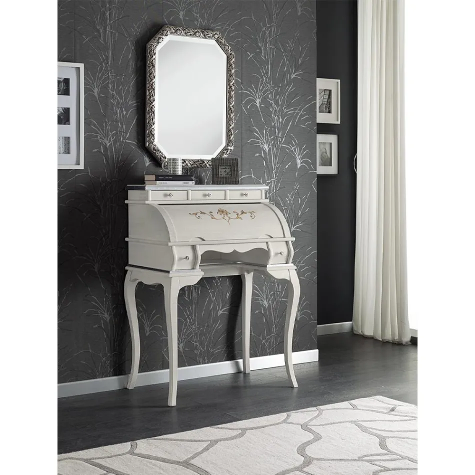 مكتب كلاسيكي بخمسة أدراج من الخشب والتطعيمات، صنع في إيطاليا - هاستينجز Viadurini