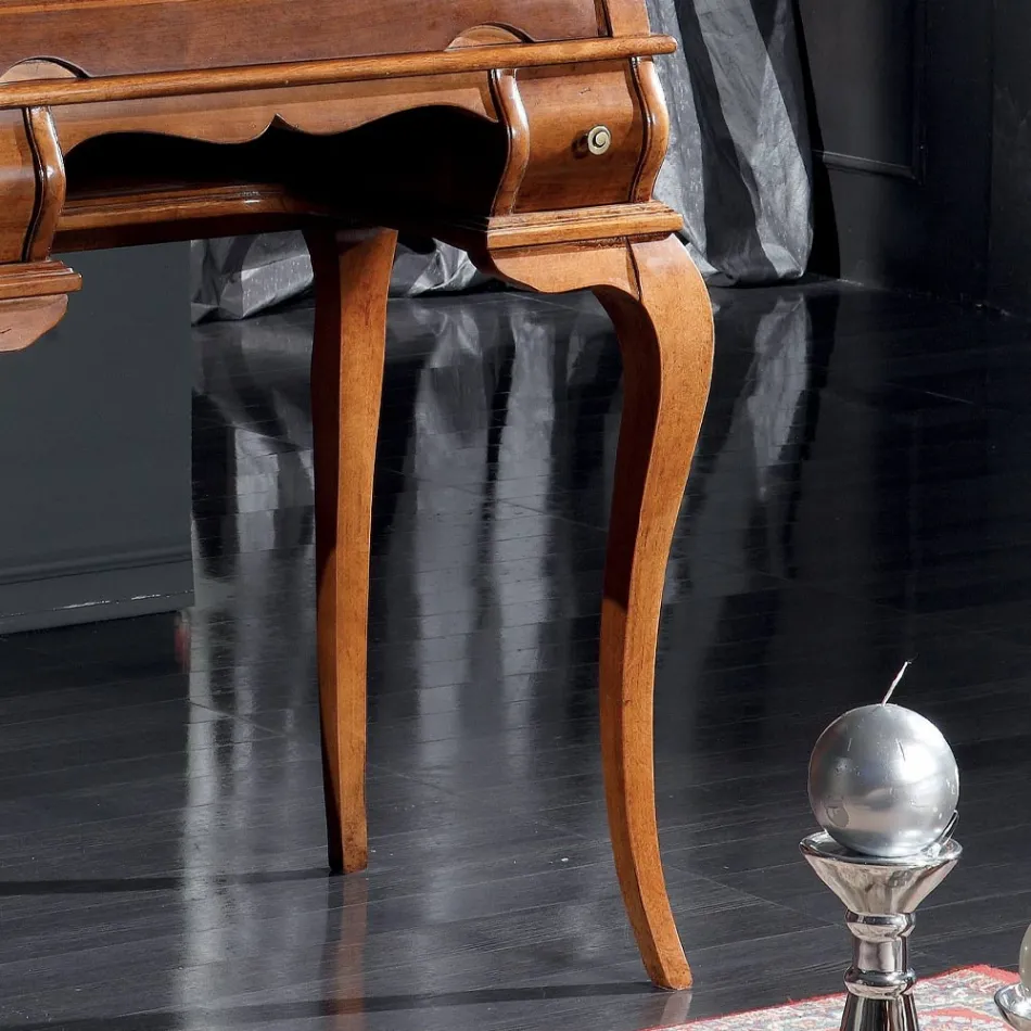 مكتب كلاسيكي بخمسة أدراج من الخشب والتطعيمات، صنع في إيطاليا - هاستينجز Viadurini