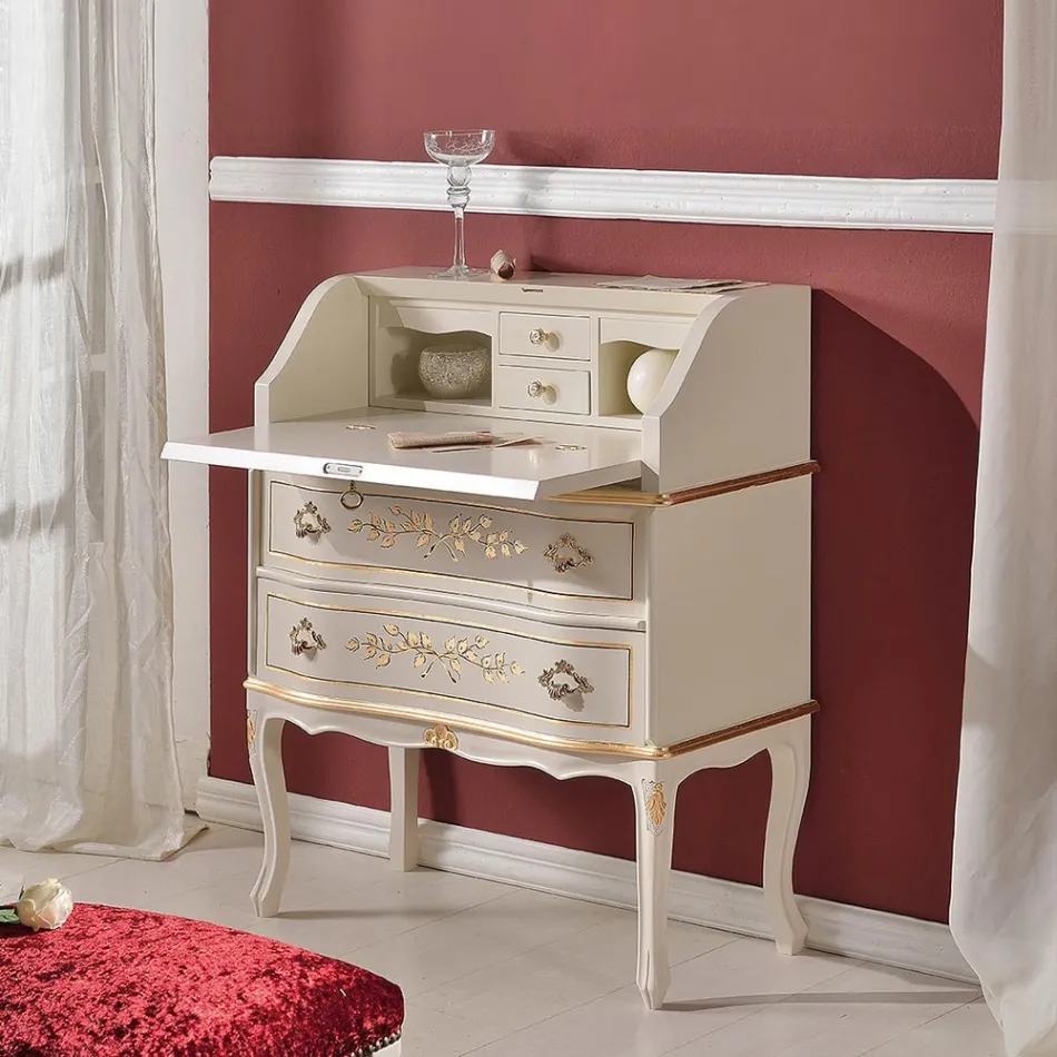 مكتب خشبي كلاسيكي مع رف وأدراج مصنوع في إيطاليا - أنيق Viadurini