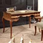 مكتب بخمسة أدراج مصنوع من خشب الجوز والجلد البيئي، صنع في إيطاليا - هاستينجز Viadurini