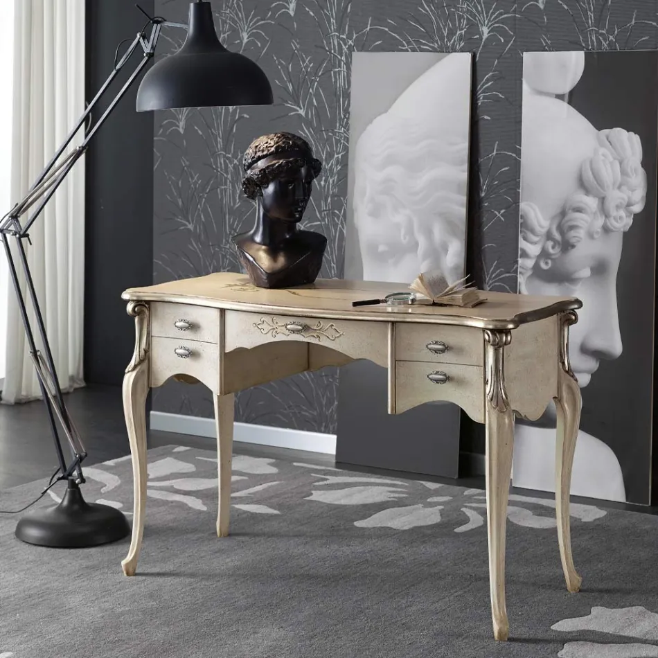 مكتب خشبي فاخر لغرفة المعيشة بخمسة أدراج، صنع في إيطاليا - كاليجولا Viadurini