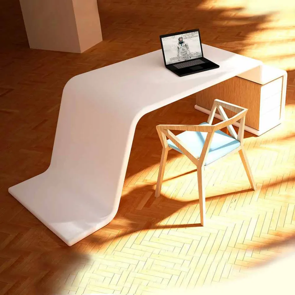 مكتب مع خزانة أدراج خشبية مصنوعة في إيطاليا، تيرالبا Viadurini