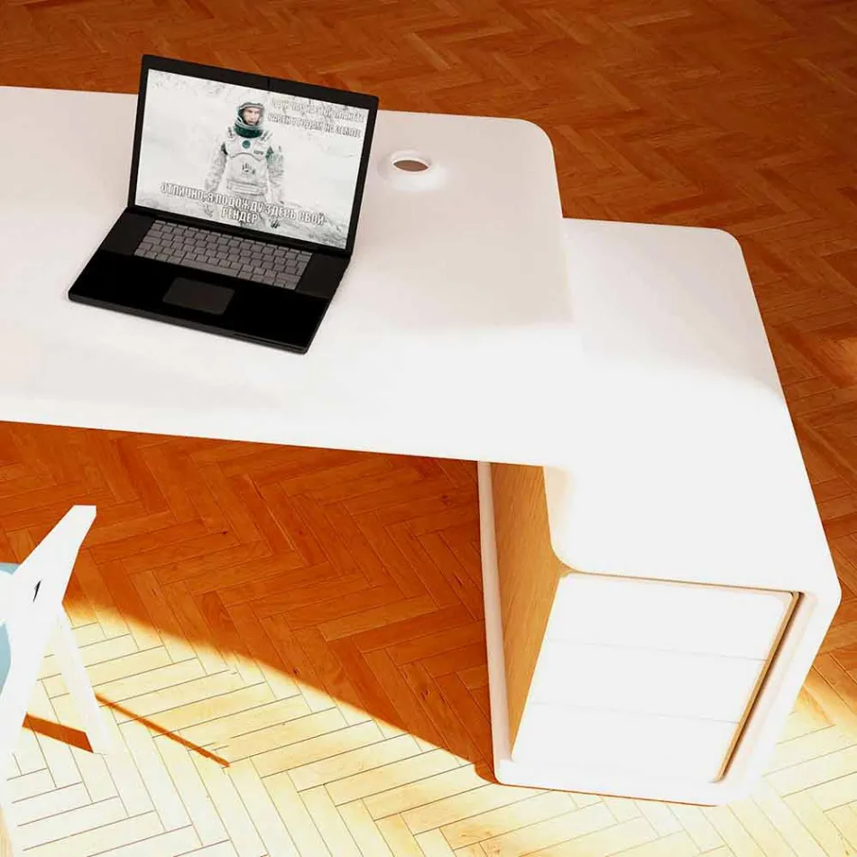 مكتب مع خزانة أدراج خشبية مصنوعة في إيطاليا، تيرالبا Viadurini