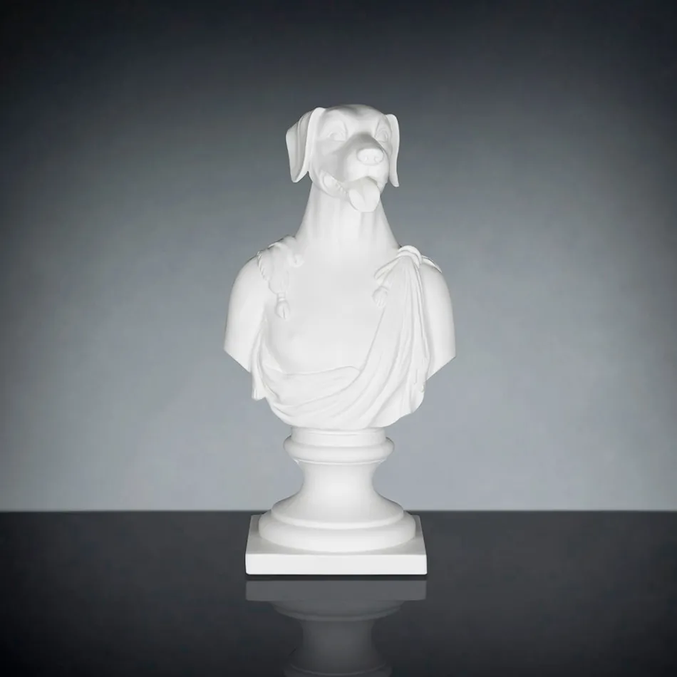 منحوتة خزفية بيضاء مصنوعة يدويًا بنسبة 100% في إيطاليا Fabas 1 Viadurini