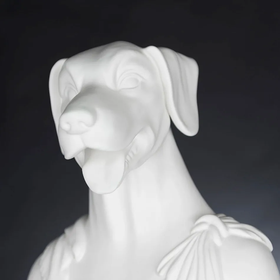 منحوتة خزفية بيضاء مصنوعة يدويًا بنسبة 100% في إيطاليا Fabas 1 Viadurini