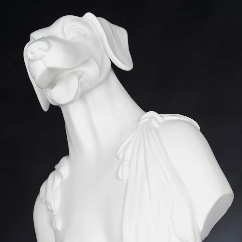 منحوتة خزفية بيضاء مصنوعة يدويًا بنسبة 100% في إيطاليا Fabas 1 Viadurini