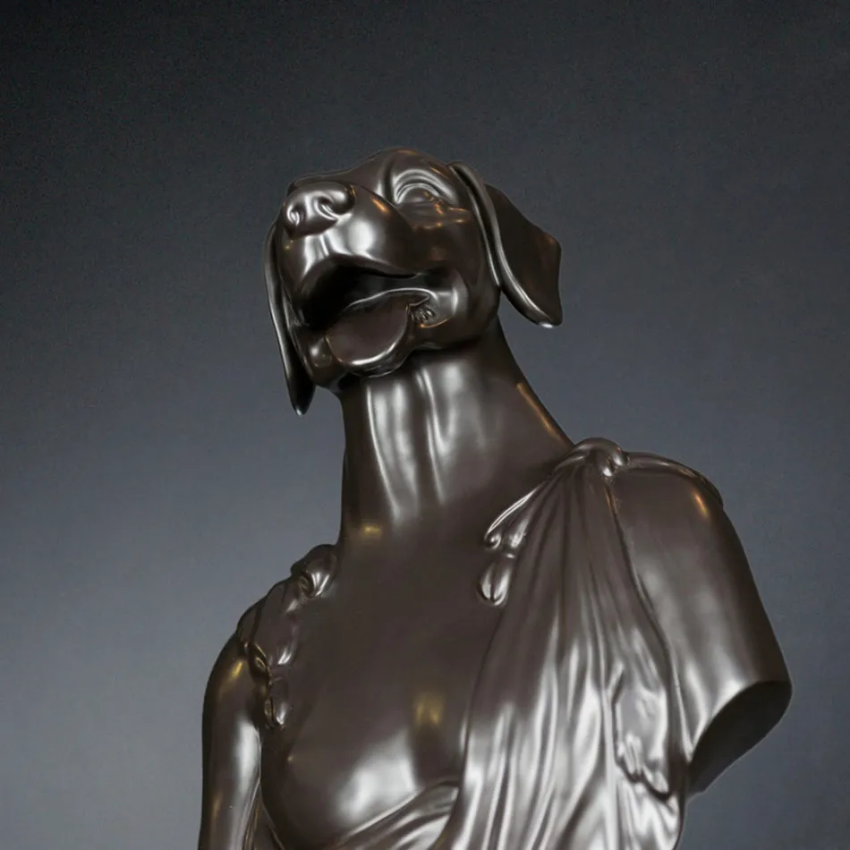 منحوتة سيراميكية سوداء مصنوعة يدويًا بنسبة 100% في إيطاليا Fabas 2 Viadurini