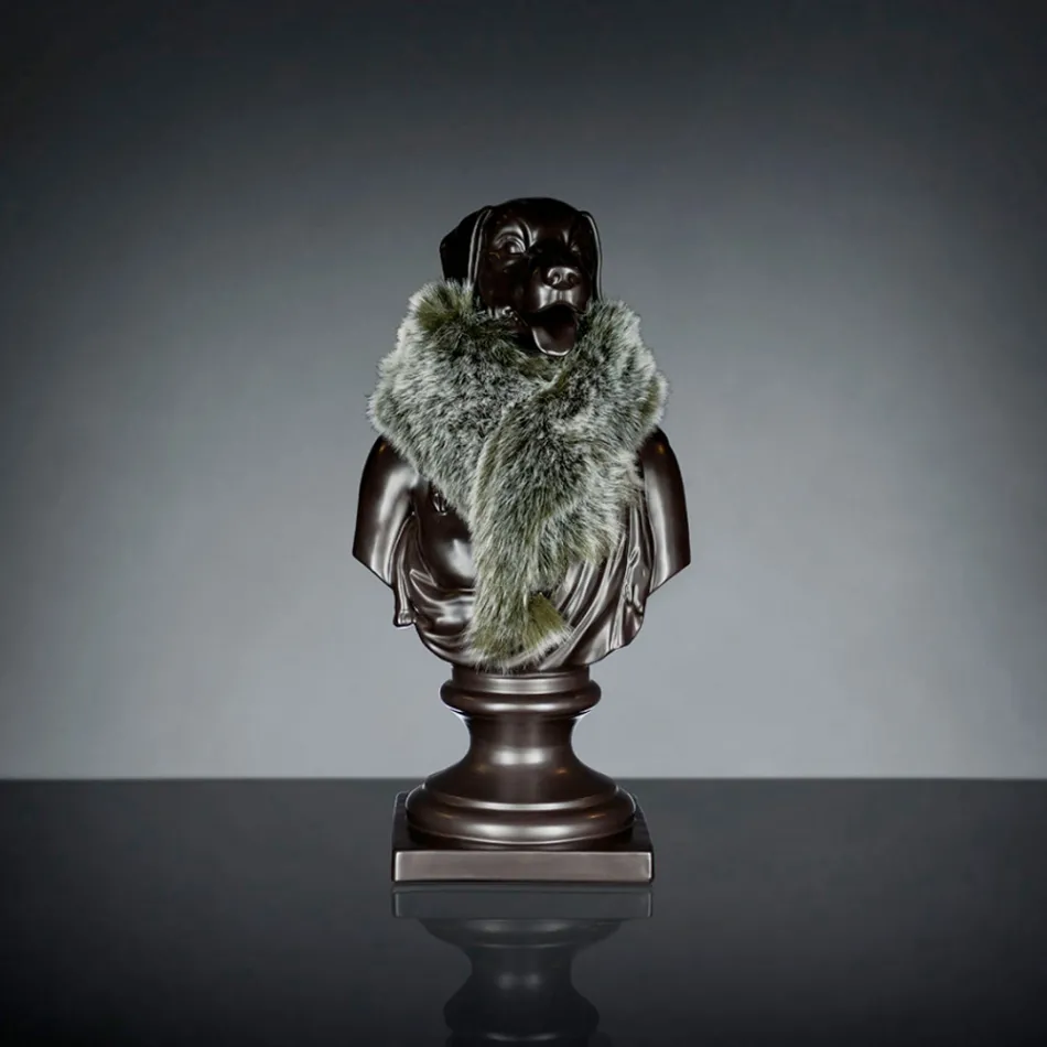 منحوتة سيراميكية سوداء مصنوعة يدويًا بنسبة 100% في إيطاليا Fabas 2 Viadurini