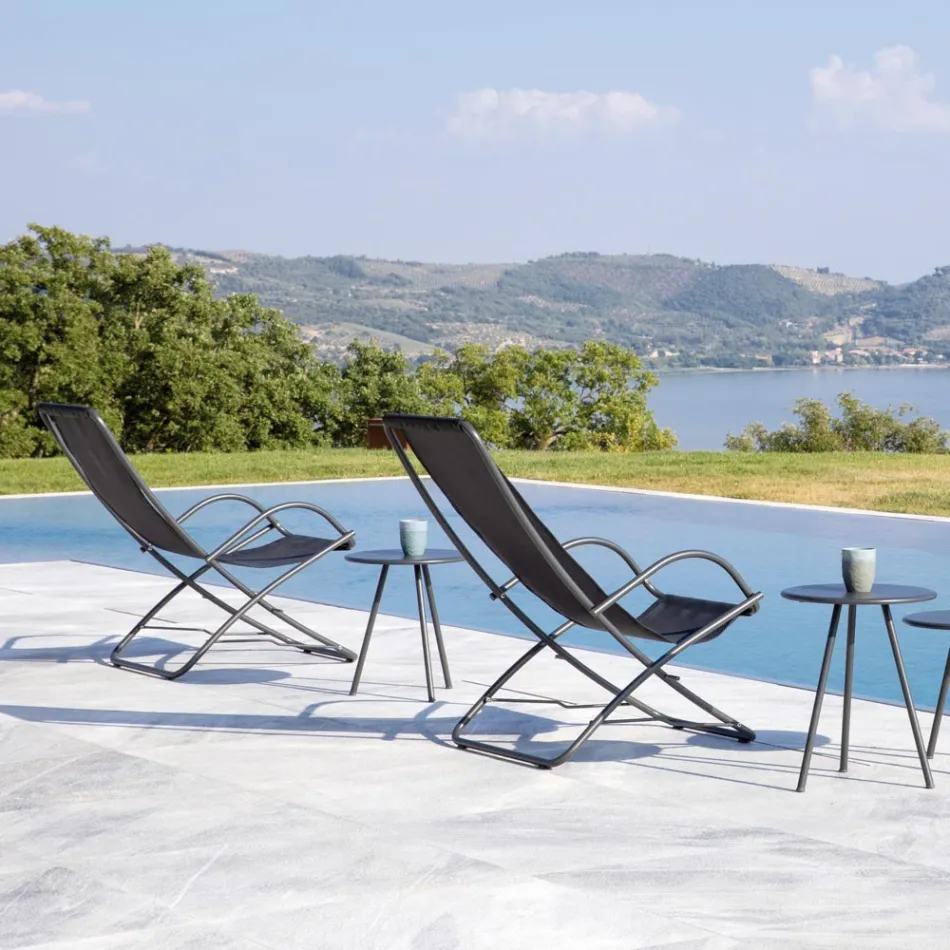 كرسي حديقة قابل للطي مصنوع من الفولاذ المجلفن، صنع في إيطاليا، قطعتان - هوبيت Viadurini