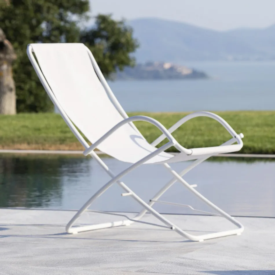 كرسي حديقة قابل للطي مصنوع من الفولاذ المجلفن، صنع في إيطاليا، قطعتان - هوبيت Viadurini