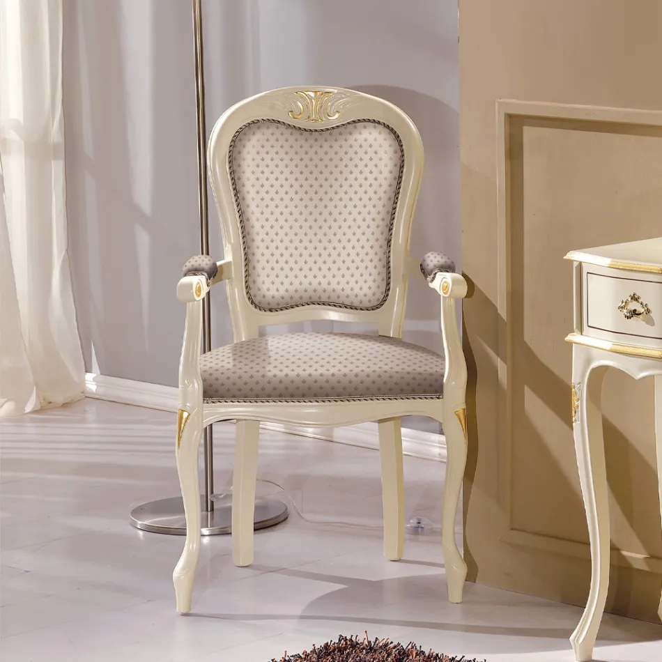 كرسي رأس الطاولة مصنوع من الخشب المنجد بالقماش صنع في إيطاليا - ماجستي Viadurini