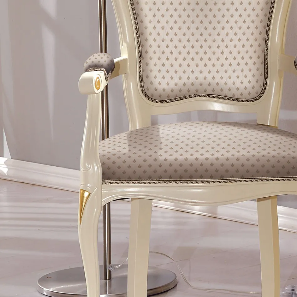 كرسي رأس الطاولة مصنوع من الخشب المنجد بالقماش صنع في إيطاليا - ماجستي Viadurini