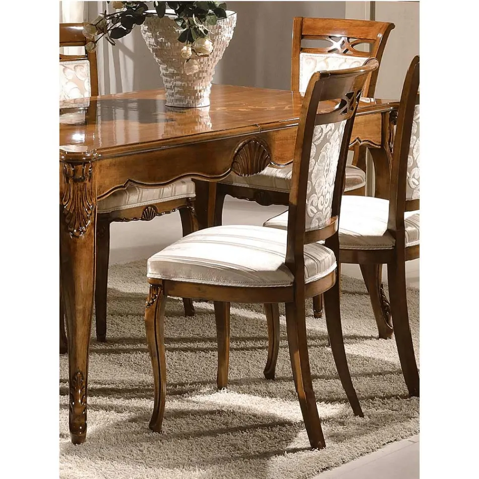 كرسي كلاسيكي منجد من خشب الجوز أو الخشب الأبيض، صنع في إيطاليا - كاليجولا Viadurini