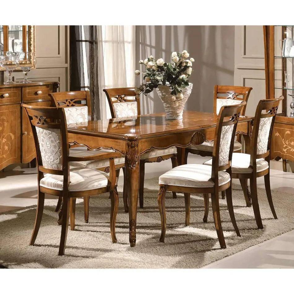 كرسي كلاسيكي منجد من خشب الجوز أو الخشب الأبيض، صنع في إيطاليا - كاليجولا Viadurini