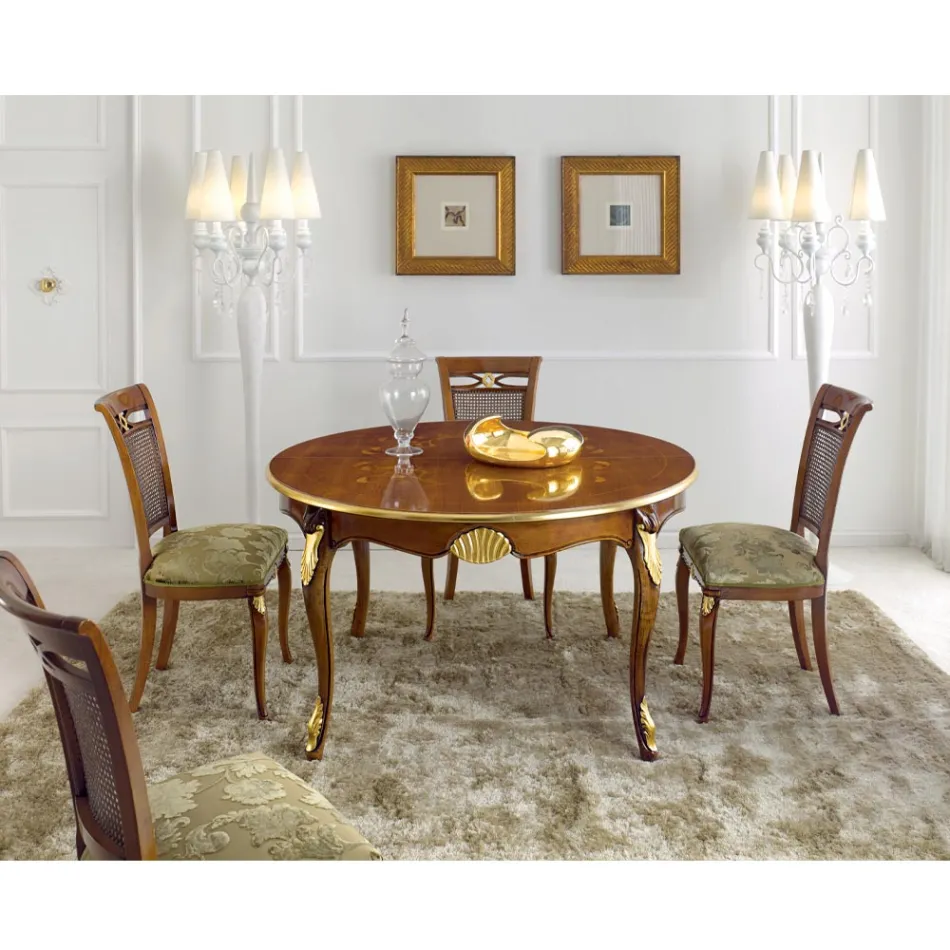 كرسي كلاسيكي من خشب الجوز بمقعد مبطن، صنع في إيطاليا - باروكي Viadurini