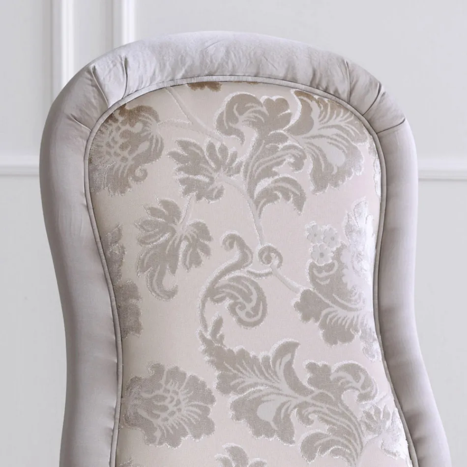 كرسي كلاسيكي من خشب الجوز وقماش مبطن مصنوع في إيطاليا - باروكي Viadurini