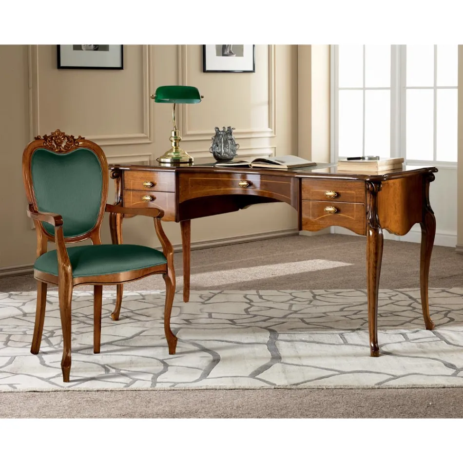 كرسي كلاسيكي من خشب الجوز أو الخشب الذهبي، صنع في إيطاليا - إمبراطور Viadurini