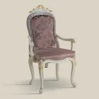 كرسي كلاسيكي من الخشب الأبيض والقماش المنجد صنع في إيطاليا - باروكي Viadurini