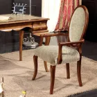 كرسي كلاسيكي من الخشب والقماش مع أو بدون مساند للذراعين، صنع في إيطاليا - إيلي Viadurini