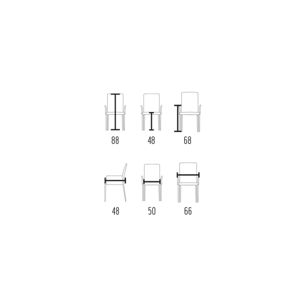 كرسي بمساند للذراعين منجد بجلد عاجي اللون، صنع في إيطاليا - شيل Viadurini