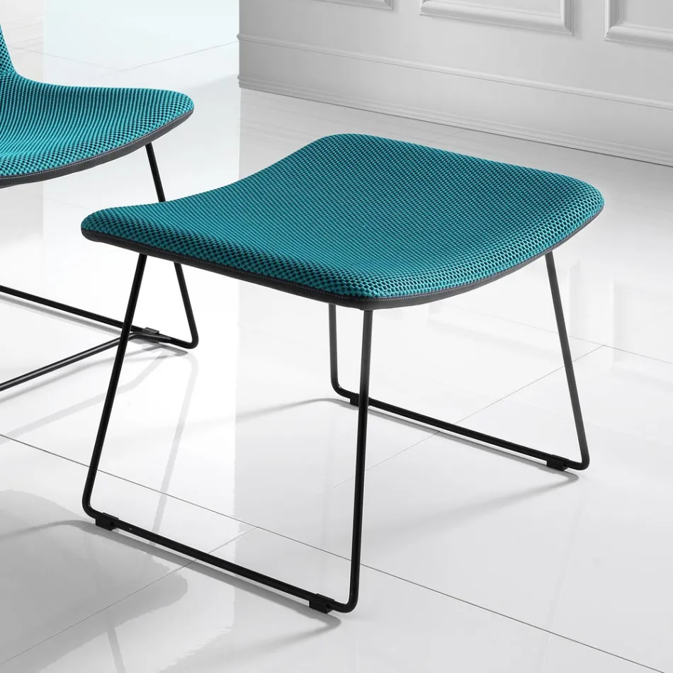 كرسي بمسند للقدمين من قماش فولكانو وأرجل معدنية صنع في إيطاليا - أماني Viadurini