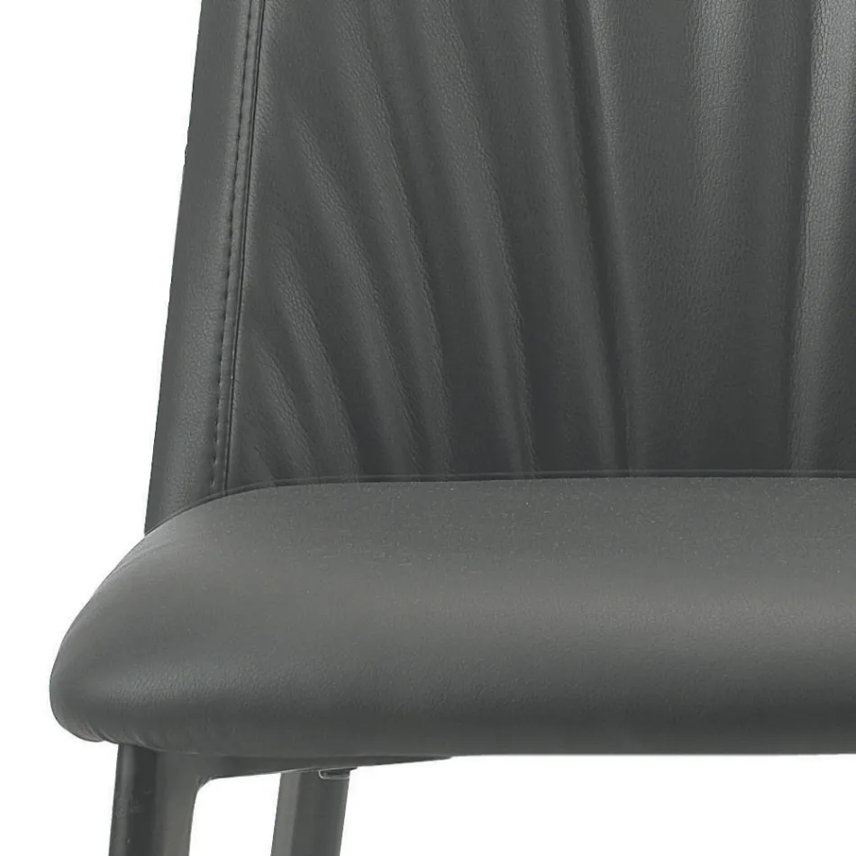 كرسي مطبخ من الجلد الصناعي والفولاذ، صنع في إيطاليا، 4 قطع - أليكسيا Viadurini