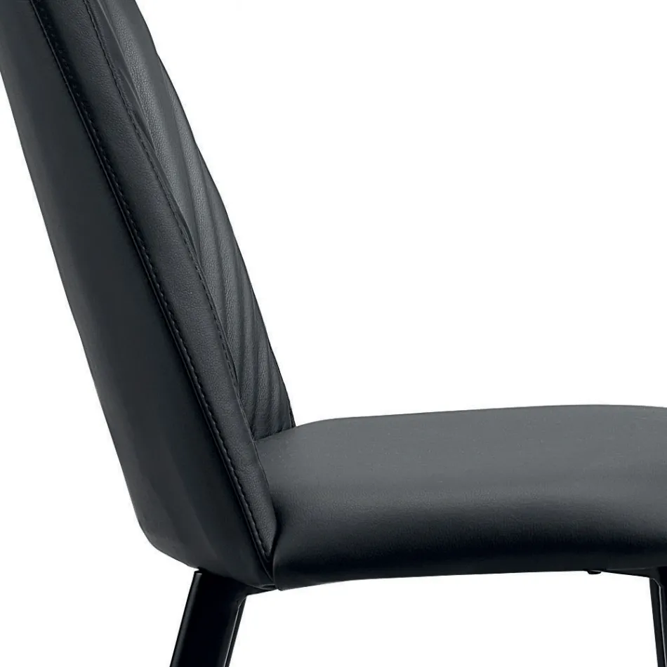 كرسي مطبخ من الجلد الصناعي والفولاذ، صنع في إيطاليا، 4 قطع - أليكسيا Viadurini