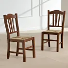 كرسي مطبخ من خشب الزان والقش بتصميم إيطالي كلاسيكي - هيجل Viadurini