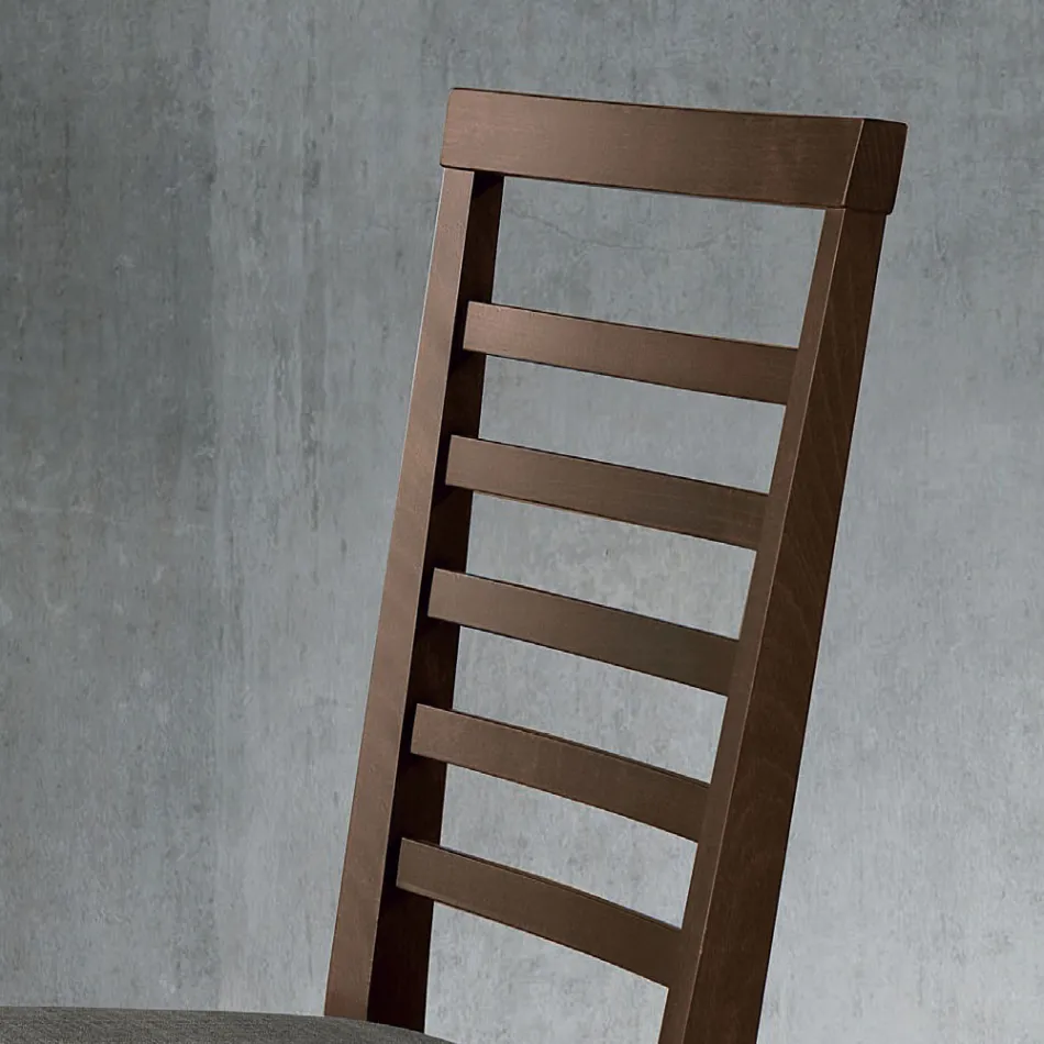 كرسي مطبخ من الخشب ومقعد من قماش بتصميم إيطالي - جانين Viadurini