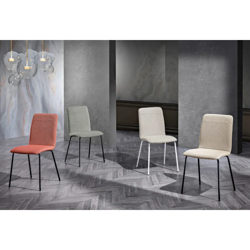 كرسي مطبخ بتصميم عصري من القماش الملون والمعدن - هيرميون Viadurini